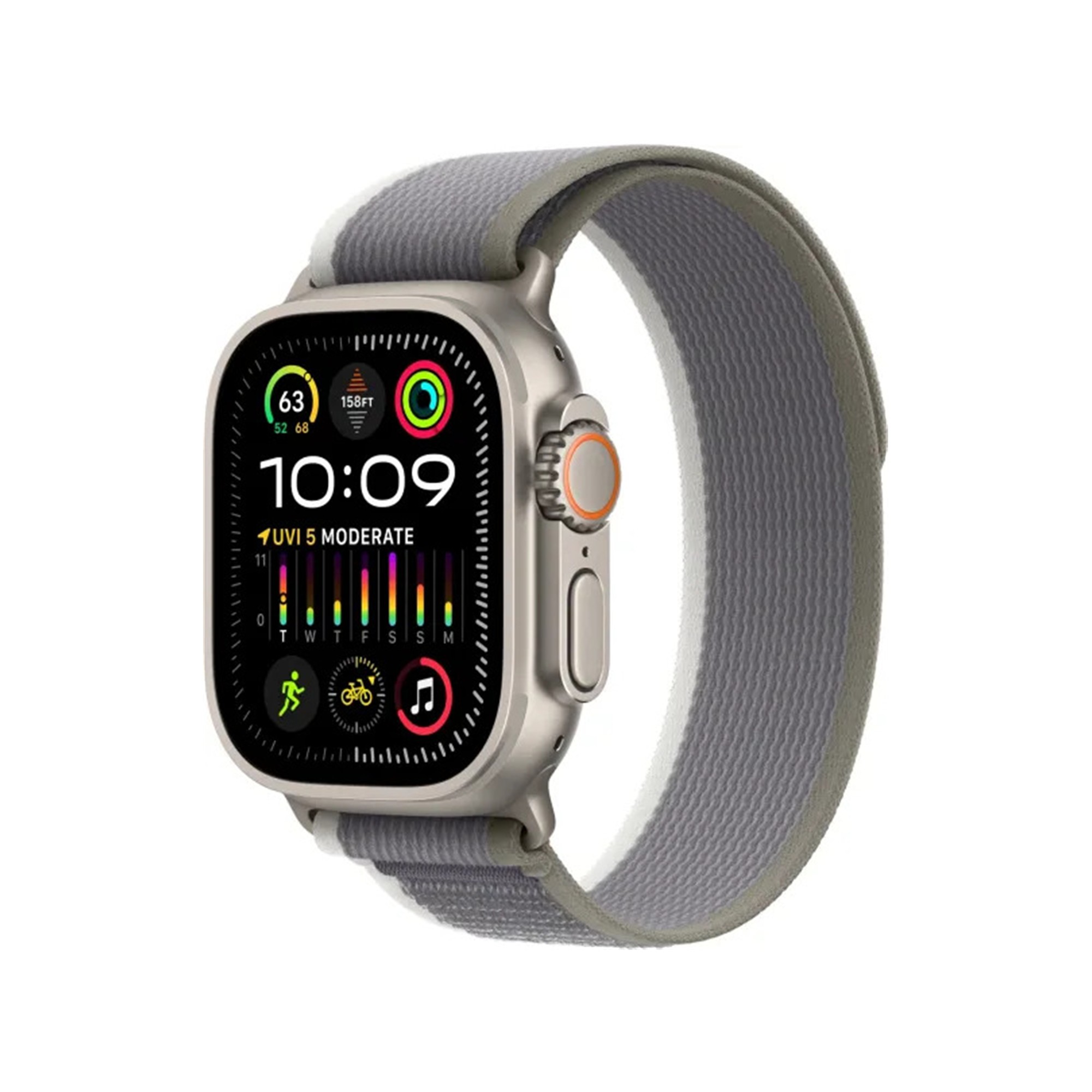 Apple Watch Ultra 2 GPS + Cellular 49mm Titanium Case with Green/Gray Trail Loop - M/L (MRF43) б/в